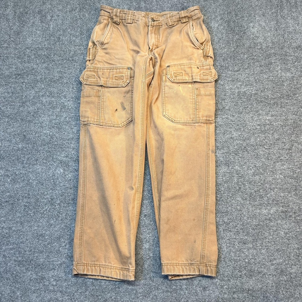 Duluth Trading Co Cargo Pants Mens 30x32 Brown Canvas Relaxed Fit Workwear 30x28